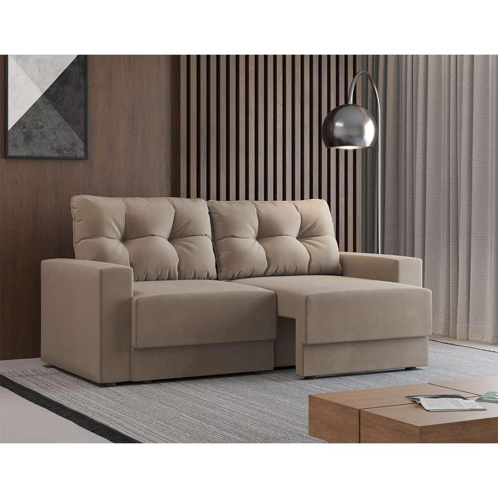 Sofá 2 Lugares Retrátil Lubeck Suede Bege 140 cm - 1