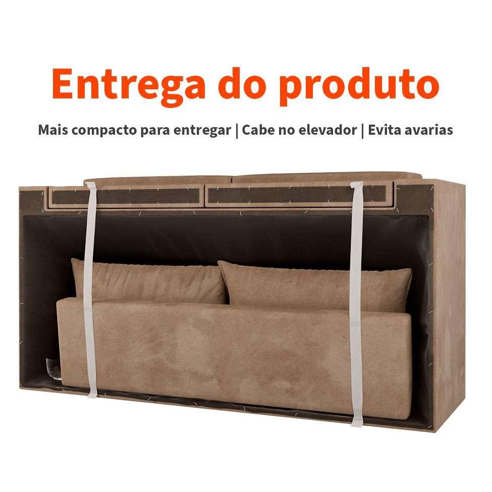 Sofá 2 Lugares Retrátil Lubeck Suede Bege 140 cm - 5