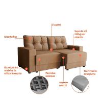 Sofá 2 Lugares Retrátil Lubeck Suede Bege 140 cm