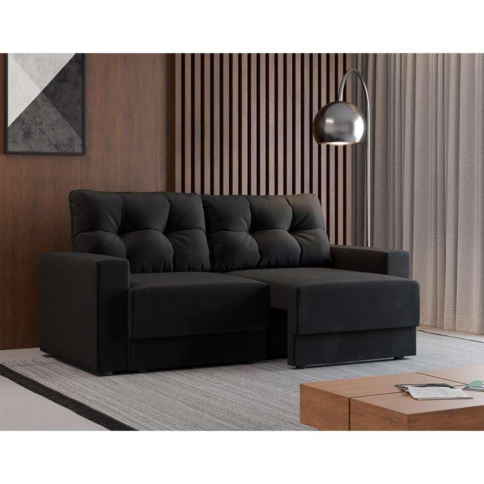Sofá 2 Lugares Retrátil Lubeck Suede Preto 140 cm - 1