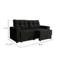 Sofá 2 Lugares Retrátil Lubeck Suede Preto 140 cm - 3