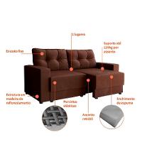 Sofá 2 Lugares Retrátil Lubeck Suede Marrom 140 cm