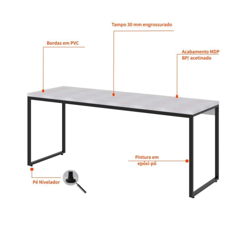 Escrivaninha Studio Branca e Preta 180 cm - 4