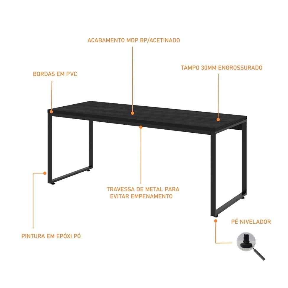 Mesa de Escritório Kuandra Preta - 5