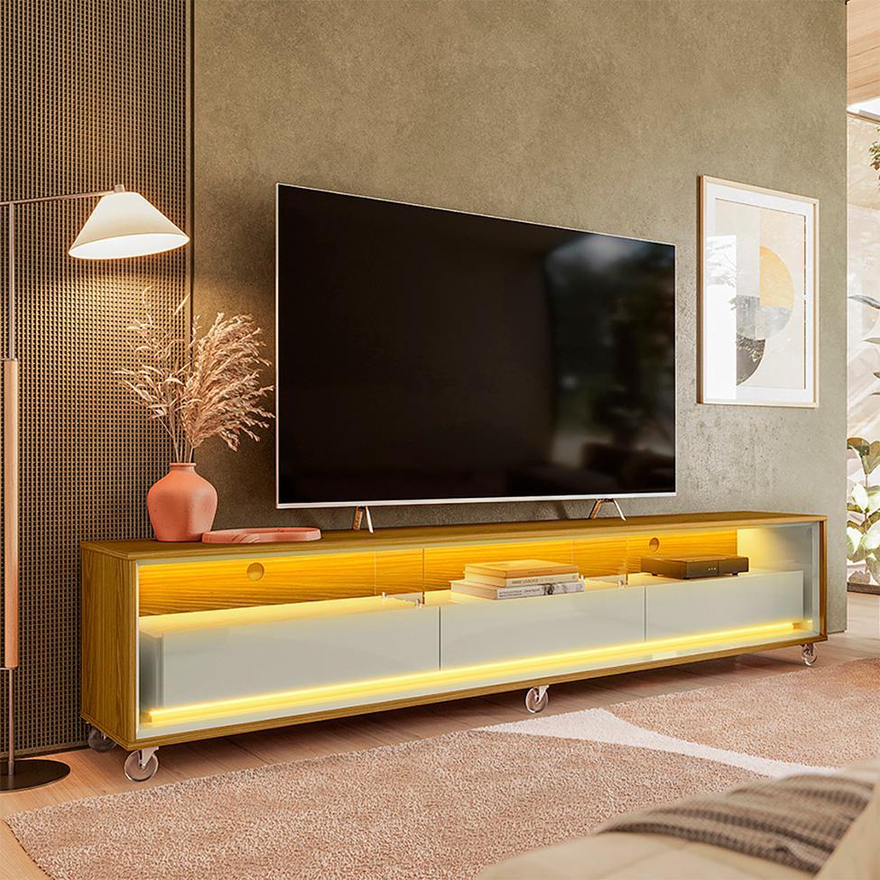 Rack para TV até 70 Polegadas Andorra com LED 3 GV Cedro e Off White - 2