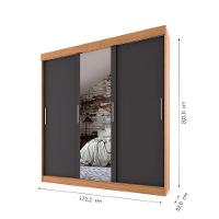 Guarda-Roupa Casal com Espelho Paris 3 PT 2 GV Carvalho e Grafite - 3