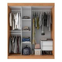 Guarda-Roupa Casal com Espelho Paris 3 PT 2 GV Carvalho e Grafite