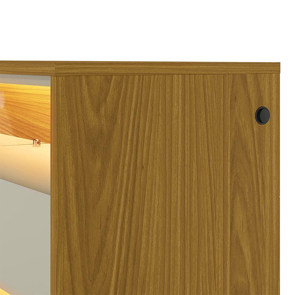 Rack com Painel Ripado até 70 Polegadas Sintra com LED 2 GV Cedro e Off White Alt 218 Larg 177 cm - 5