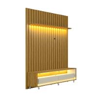Rack com Painel Ripado até 70 Polegadas Sintra com LED 2 GV Cedro e Off White Alt 218 Larg 177 cm - 2