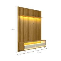 Rack com Painel Ripado até 70 Polegadas Sintra com LED 2 GV Cedro e Off White Alt 218 Larg 177 cm - 3