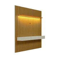 Painel Ripado com Rack Suspenso até 70 Polegadas Tulum com LED 1 PT 2 GV Cedro e Off White Alt 242 Larg 222 cm - 3