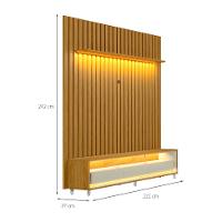 Rack com Painel Ripado até 70 Polegadas Sintra com LED 3 GV Cedro e Off White Alt 242 Larg 222 cm - 3