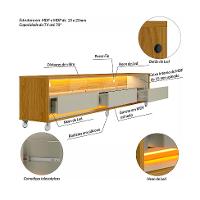 Rack com Painel Ripado até 70 Polegadas Sintra com LED 3 GV Cedro e Off White Alt 242 Larg 222 cm - 5