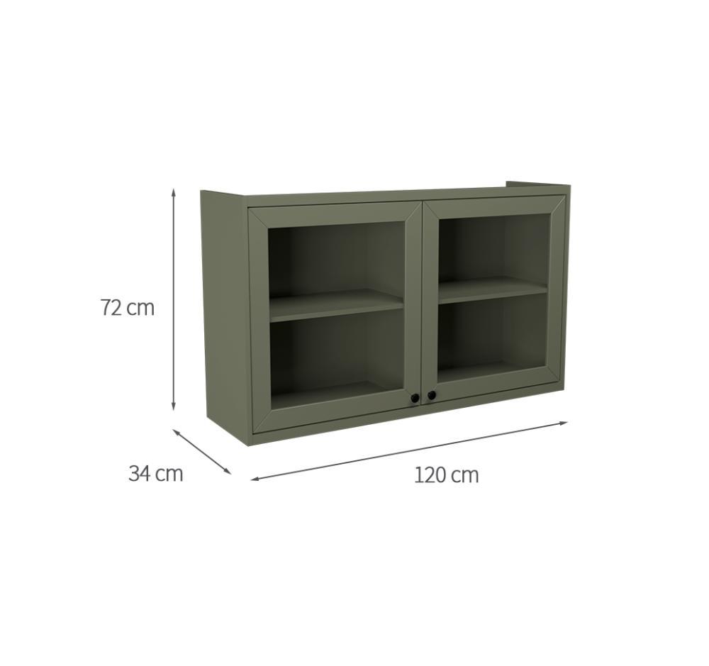 Armário Aéreo com Vidro Évora 2 PT Verde Hill - 3