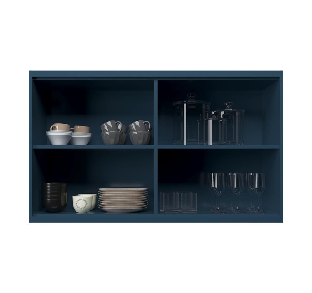 Armário Aéreo com Vidro Évora 2 PT Azul Orion - 2