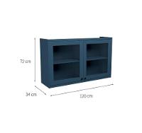 Armário Aéreo com Vidro Évora 2 PT Azul Orion - 3