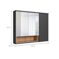 Armário de Banheiro com Espelho Cecília 3 PT Grafite e Mel - 3