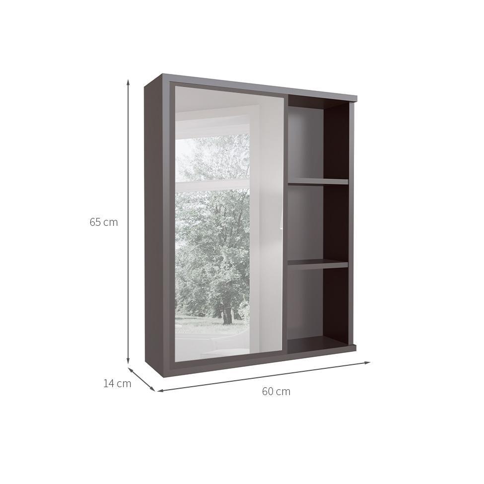 Armário de Banheiro com Espelho Eduarda 1 PT Grafite - 3