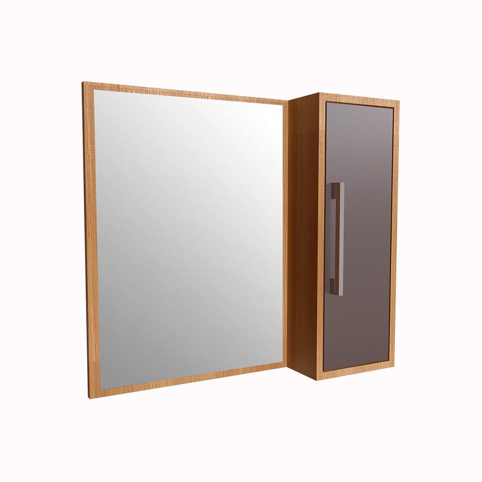 Armário de Banheiro com Espelho Alice 1 PT Mel e Grafite - 2