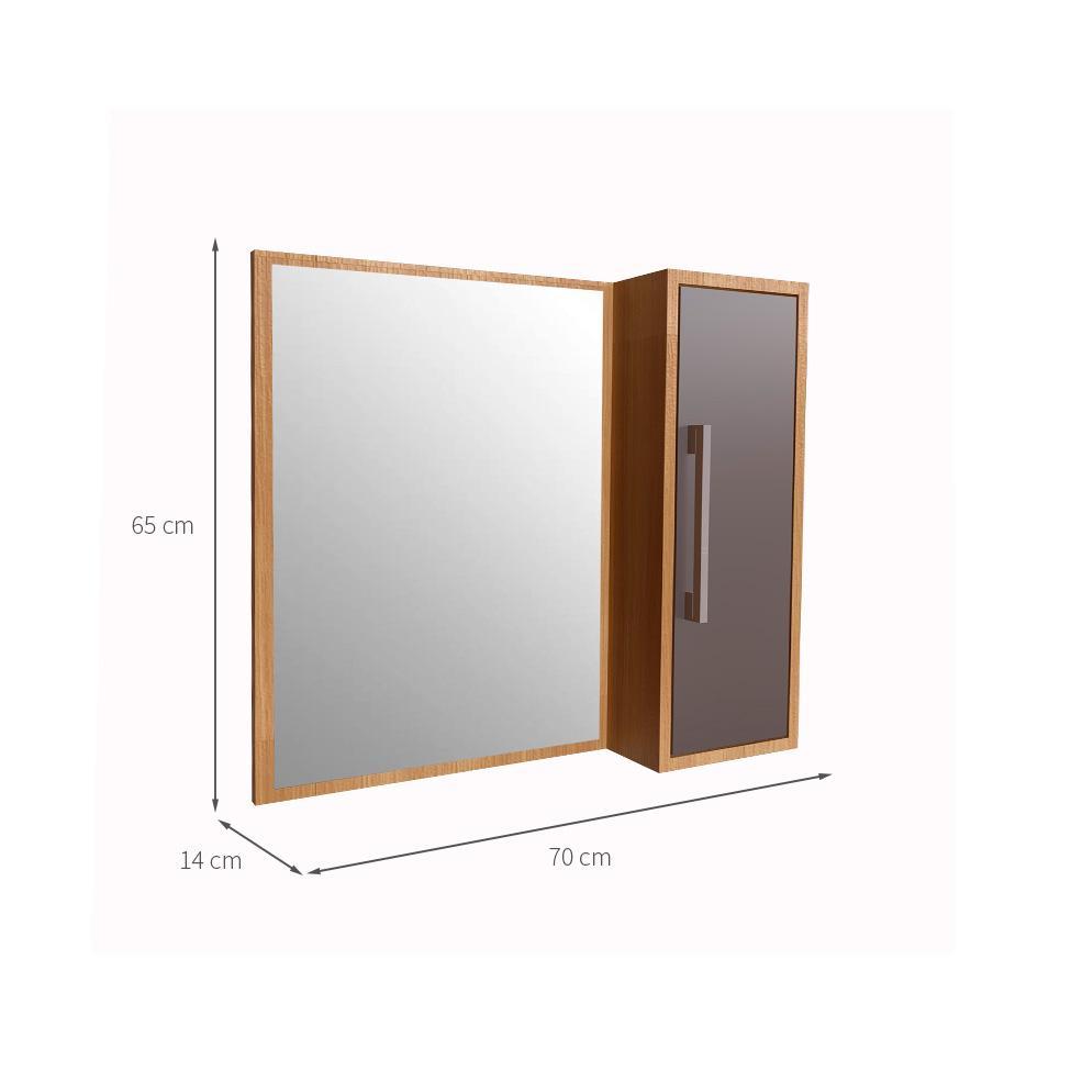 Armário de Banheiro com Espelho Alice 1 PT Mel e Grafite - 3