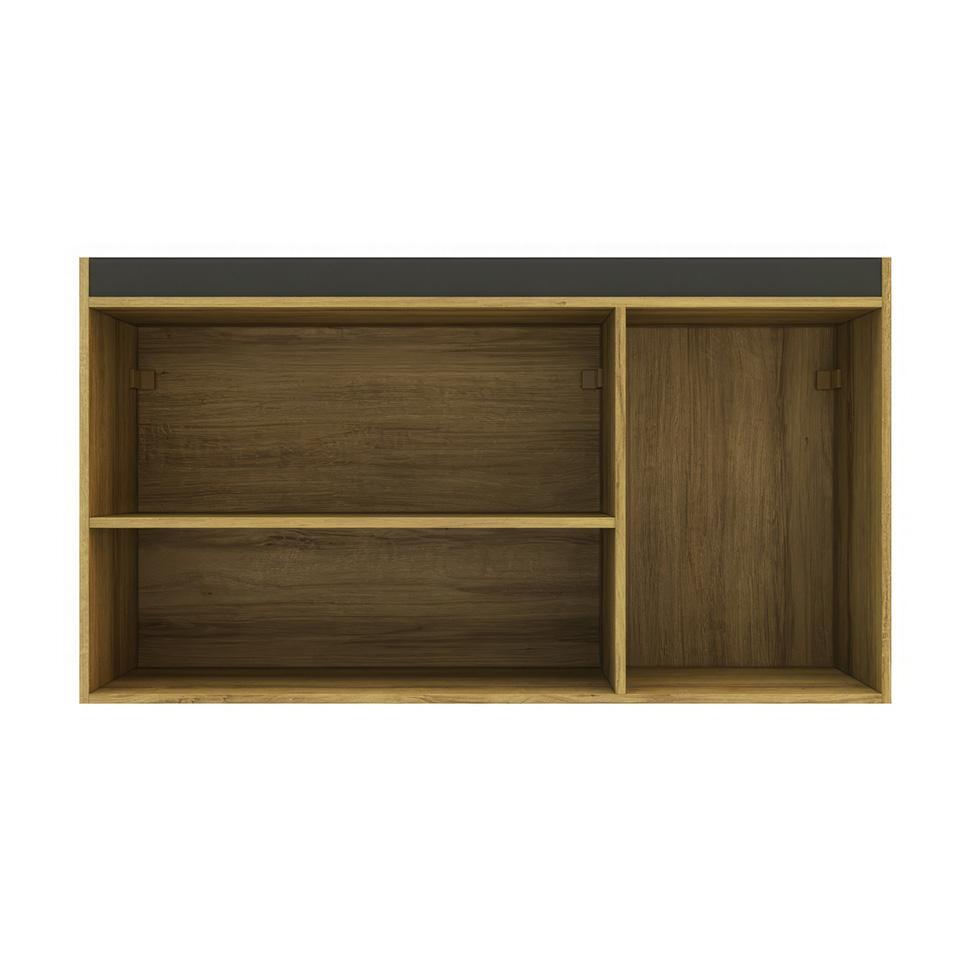 Armário Aéreo Magnólia Ripado 2 PT Mel e Grafite - 2