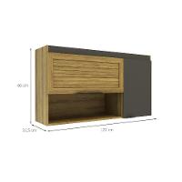 Armário Aéreo Magnólia Ripado 2 PT Mel e Grafite - 3