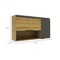 Armário Aéreo Magnólia 2 PT Mel e Grafite - 3