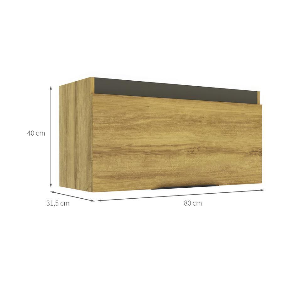 Armário Aéreo Magnólia 1 PT Mel e Grafite - 3