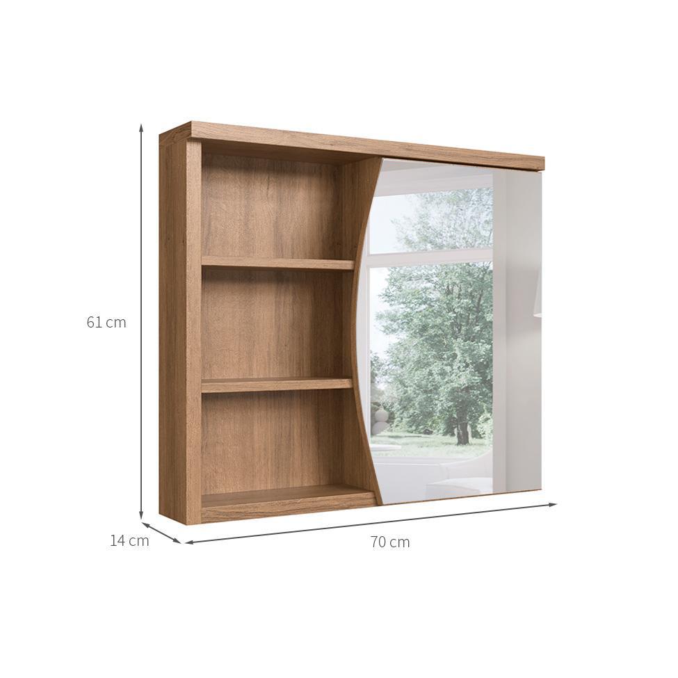 Armário de Banheiro com Espelho Laura 1 PT Mel - 3