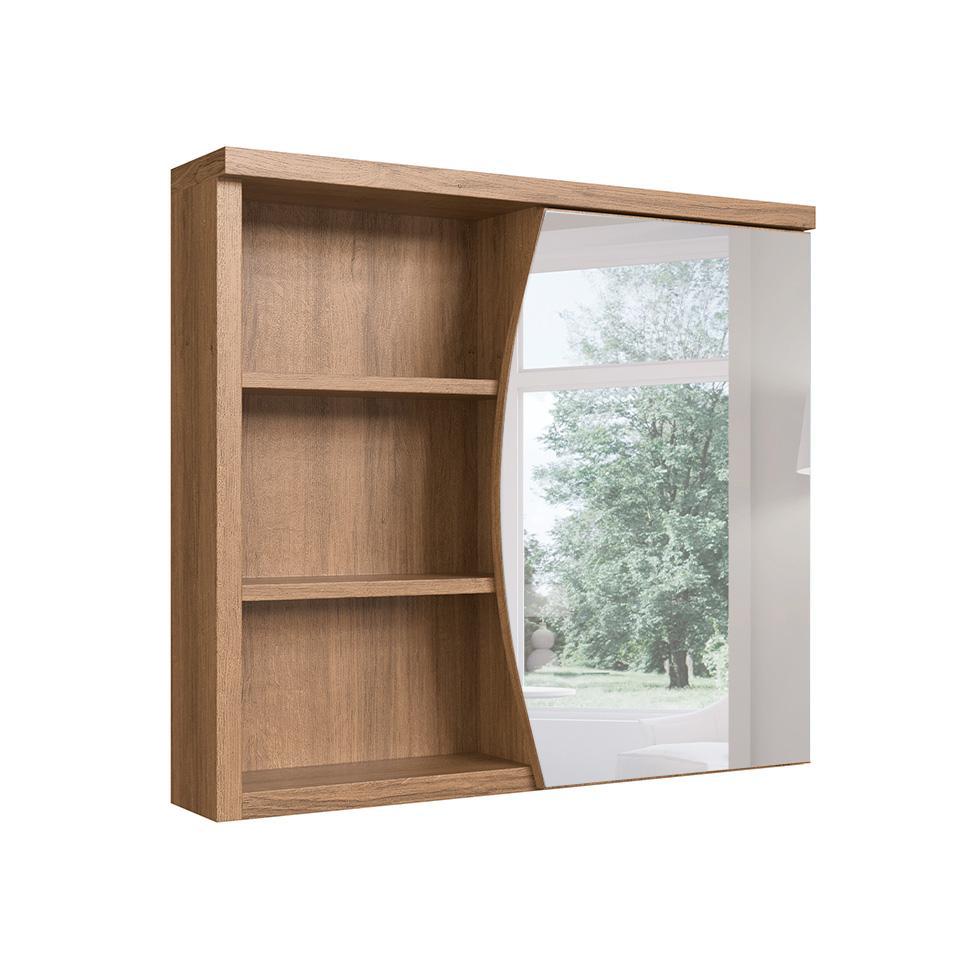 Armário de Banheiro com Espelho Laura 1 PT Mel - 4