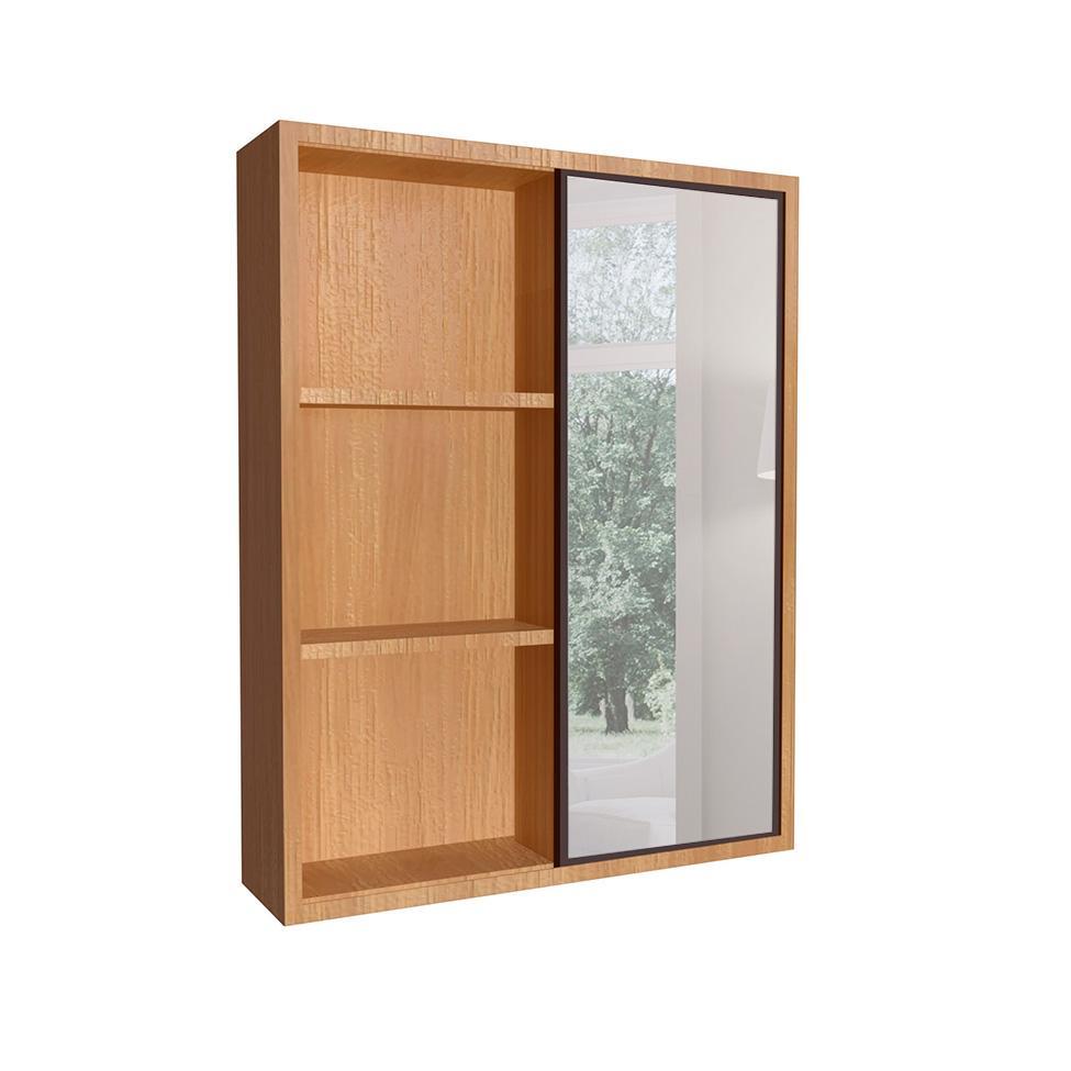 Armário de Banheiro com Espelho Julia 1 PT Mel e Grafite - 2