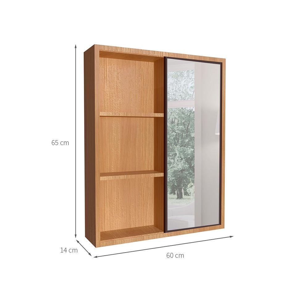 Armário de Banheiro com Espelho Julia 1 PT Mel e Grafite - 3