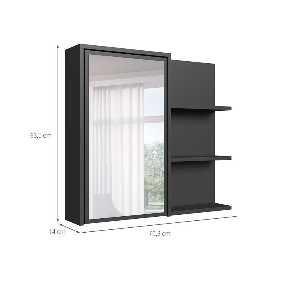 Armário de Banheiro com Espelho Paula 1 PT Grafite - 3