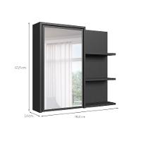 Armário de Banheiro com Espelho Paula 1 PT Grafite - 3