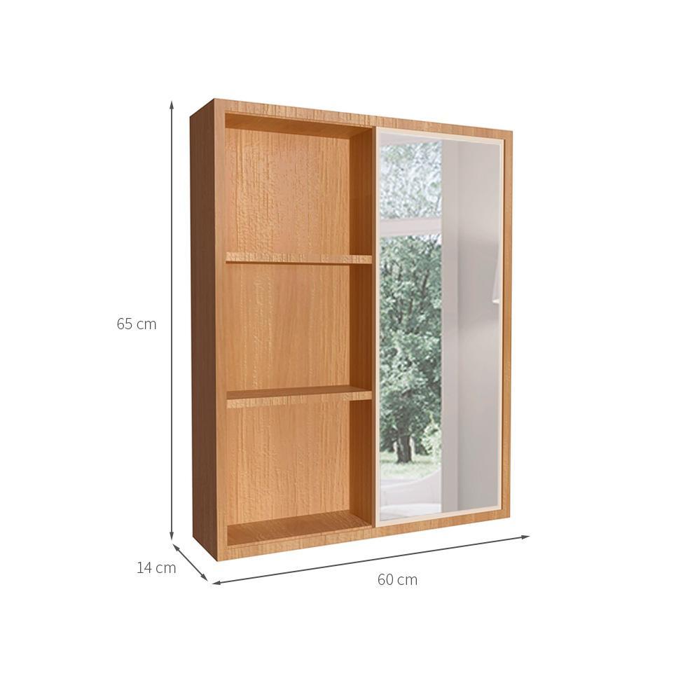 Armário de Banheiro com Espelho Julia 1 PT Mel e Arenas - 3