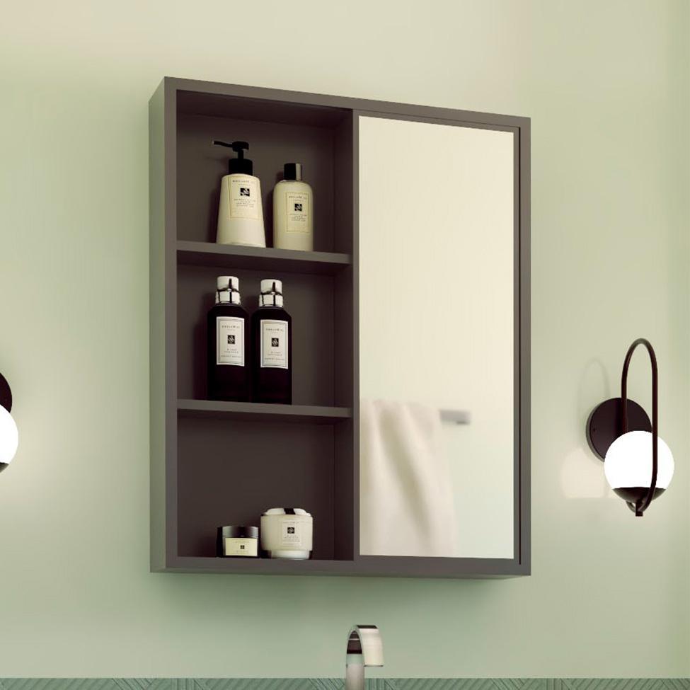 Armário de Banheiro com Espelho Julia 1 PT Grafite - 1