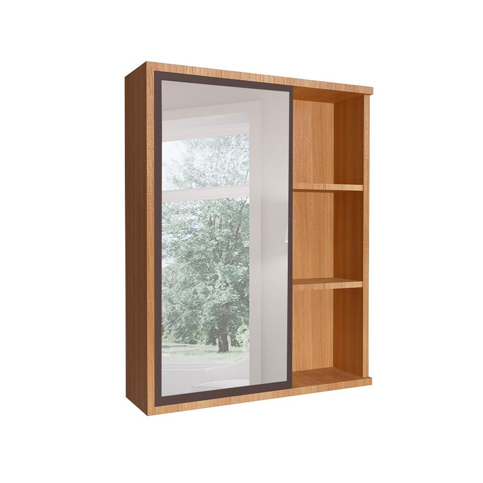 Armário de Banheiro com Espelho Eduarda 1 PT Mel e Grafite - 2