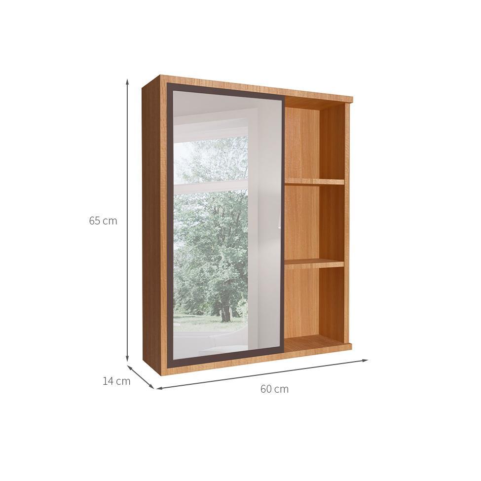 Armário de Banheiro com Espelho Eduarda 1 PT Mel e Grafite - 3