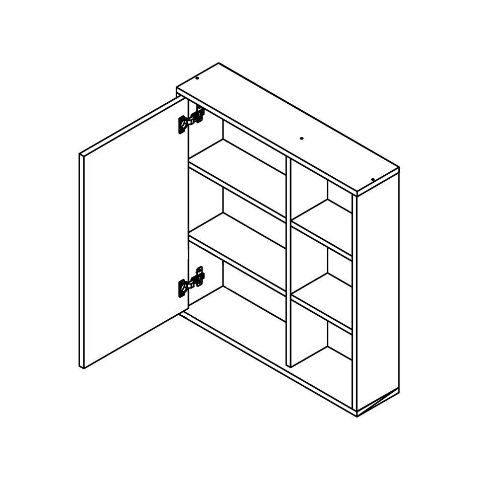 Armário de Banheiro com Espelho Eduarda 1 PT Mel e Grafite - 5