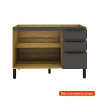 Balcão de Cozinha Magnólia sem Tampo 2 PT 3 GV Mel e Grafite - 2