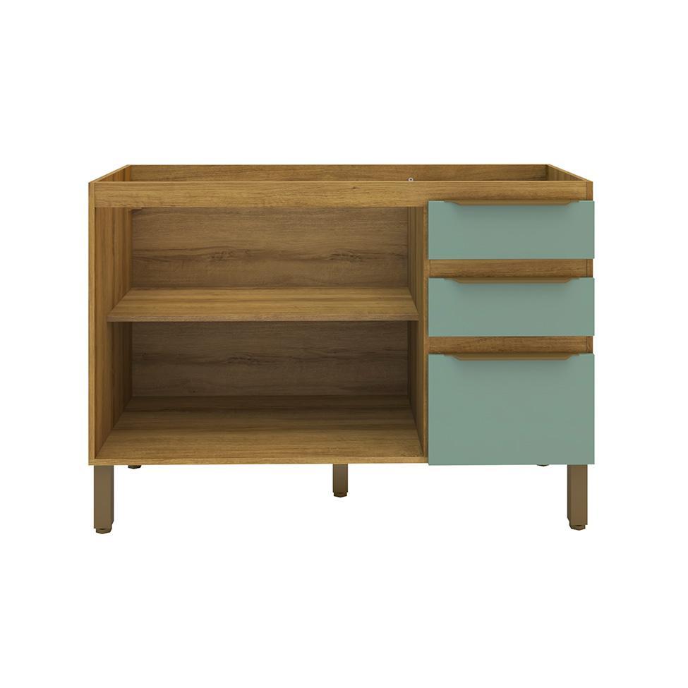 Balcão de Cozinha Magnólia sem Tampo 2 PT 3 GV Mel e Verde - 4