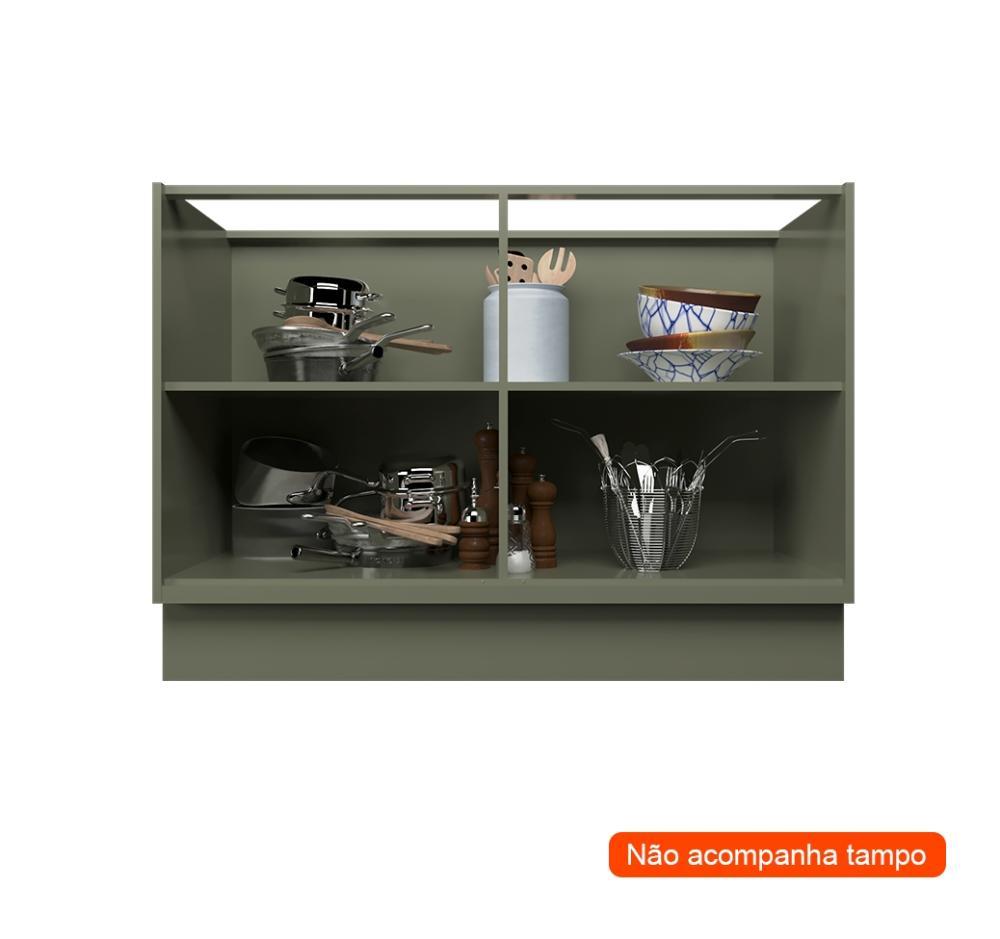 Balcão de Cozinha sem Tampo Évora 2 PT Verde Hill 120 cm - 2