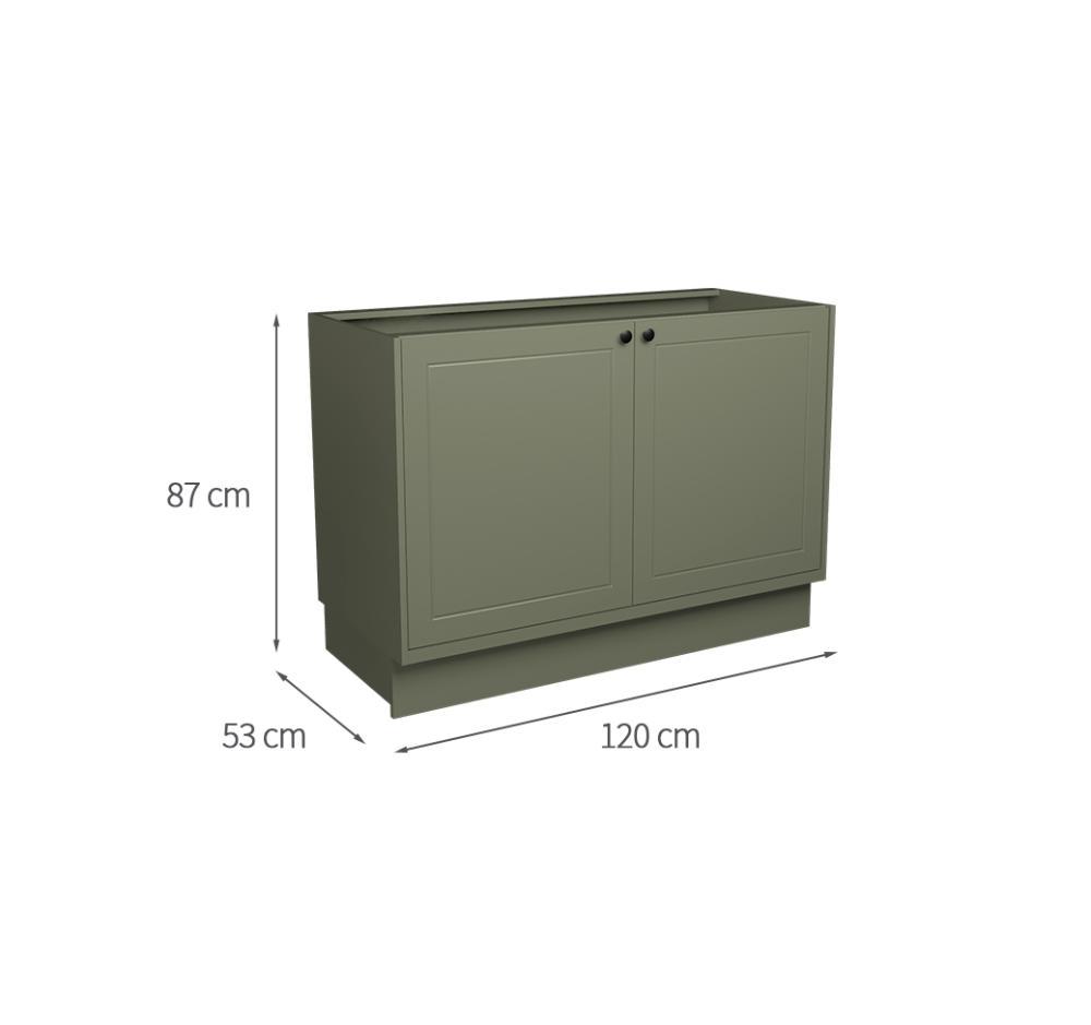 Balcão de Cozinha sem Tampo Évora 2 PT Verde Hill 120 cm - 3