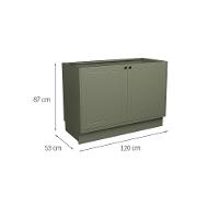 Balcão de Cozinha sem Tampo Évora 2 PT Verde Hill 120 cm - 3