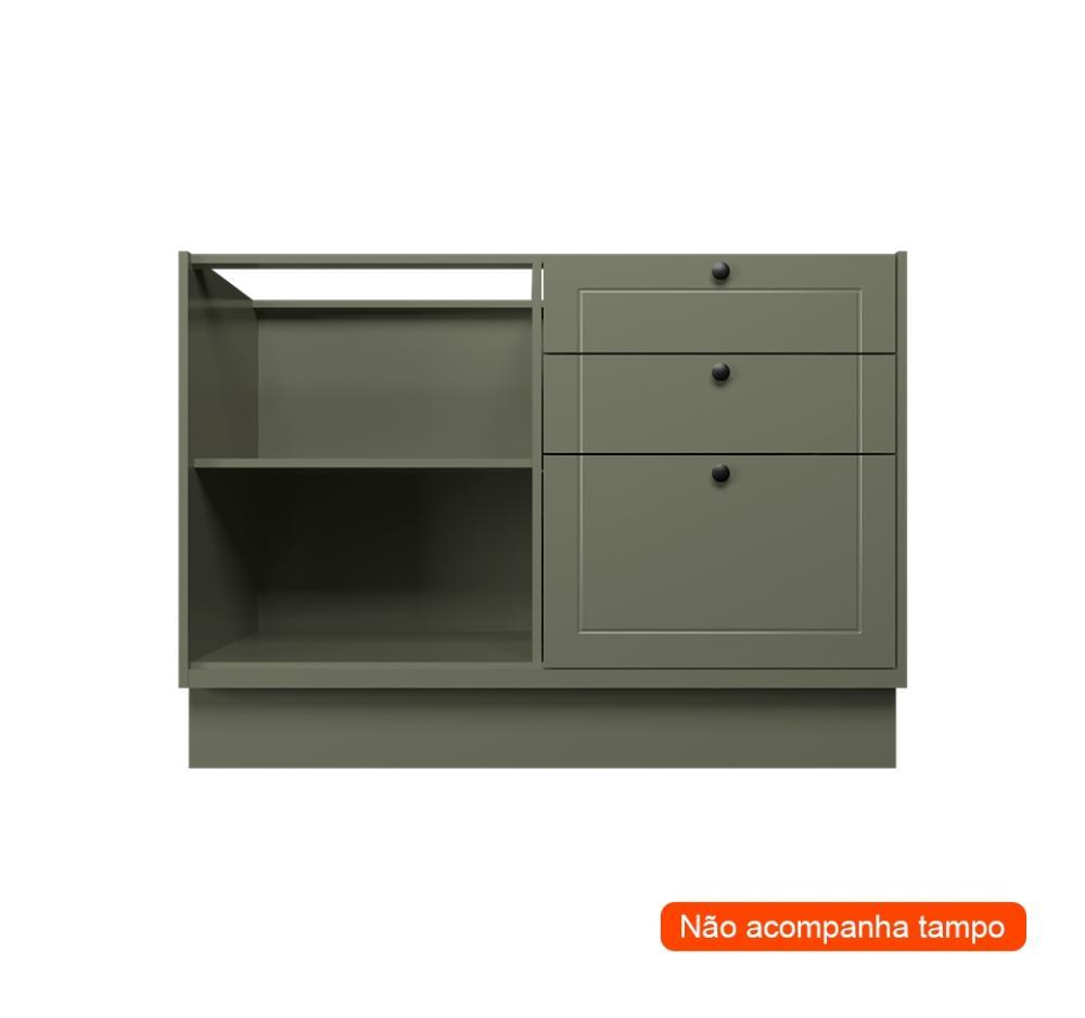 Balcão de Cozinha sem Tampo Évora 1 PT 3 GV Verde Hill - 2