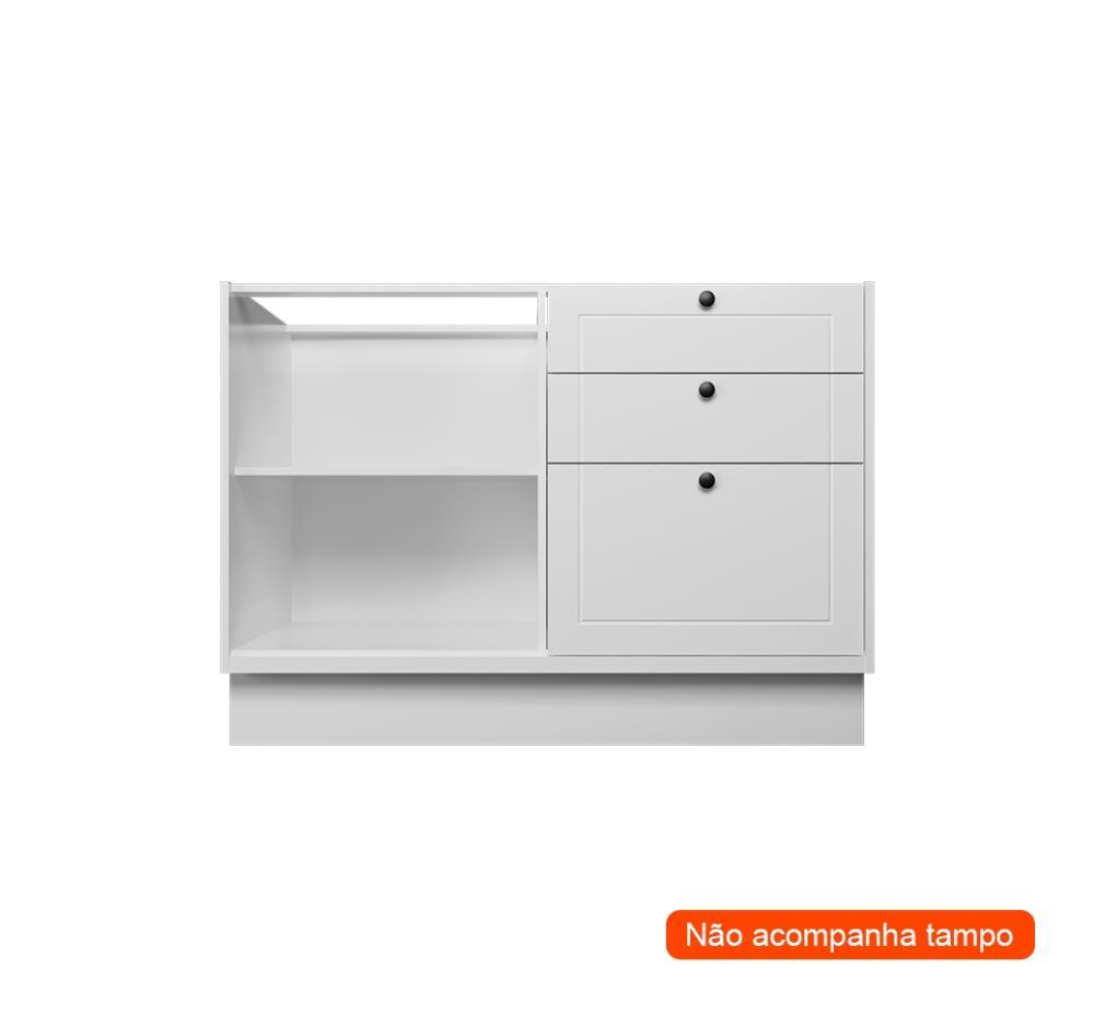 Balcão de Cozinha sem Tampo Évora 1 PT 3 GV Branco Ártico - 2