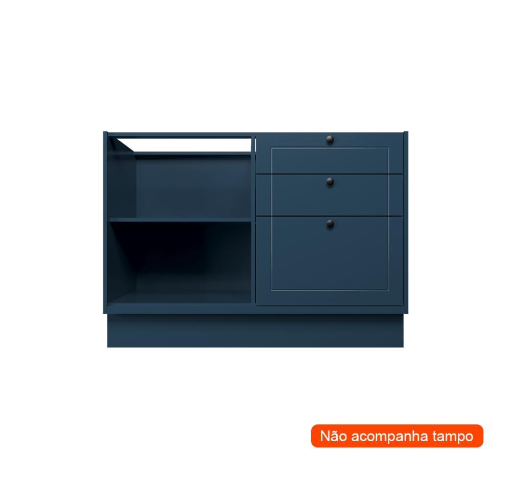 Balcão de Cozinha sem Tampo Évora 1 PT 3 GV Azul Orion - 2