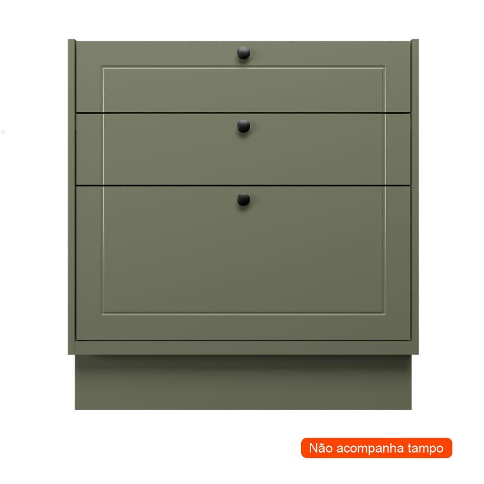 Balcão de Cozinha sem Tampo Évora 3 GV Verde Hill - 2