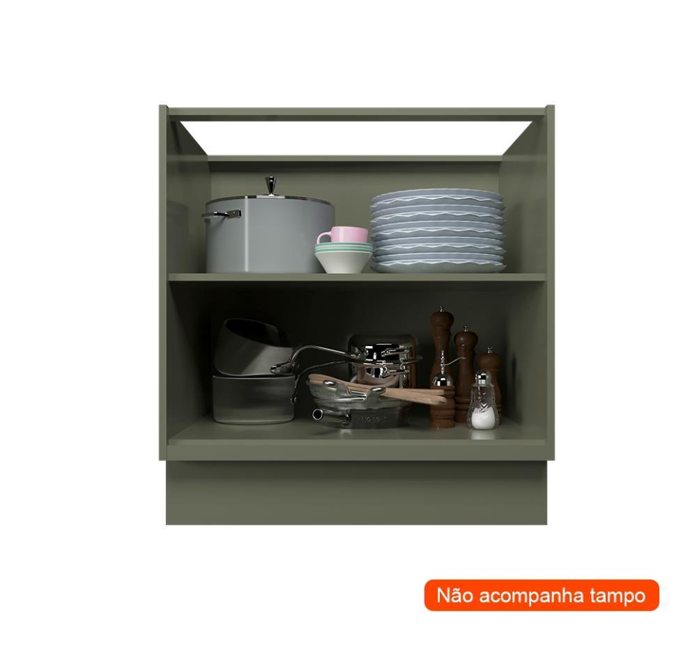 Balcão de Cozinha sem Tampo Évora 2 PT Verde Hill 80 cm - 2