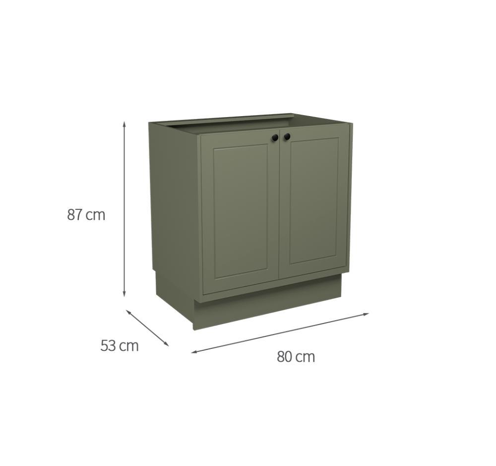 Balcão de Cozinha sem Tampo Évora 2 PT Verde Hill 80 cm - 3